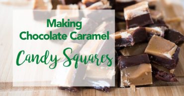 making chocolate caramel candy squares