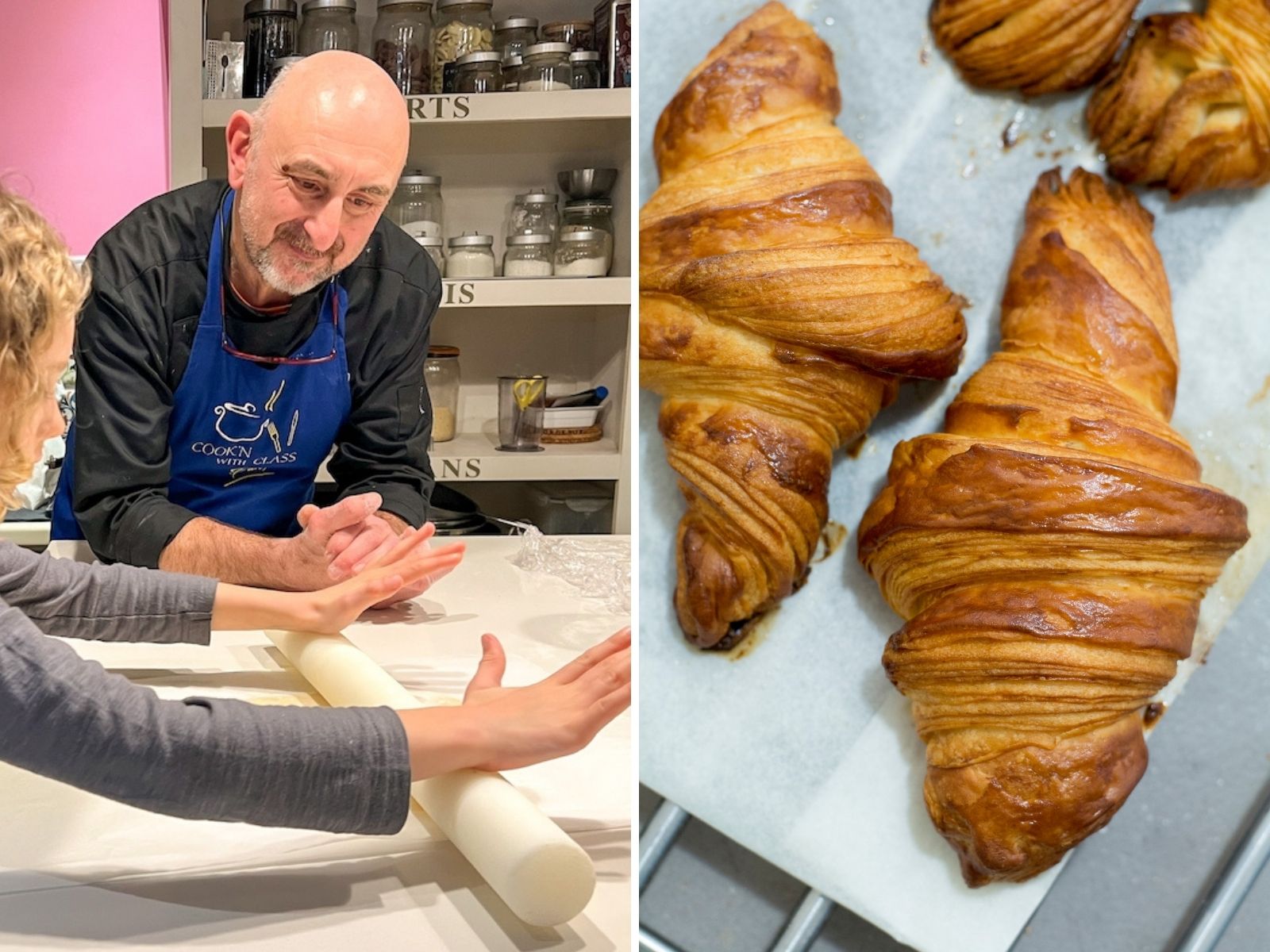 family croissant baking class in paris